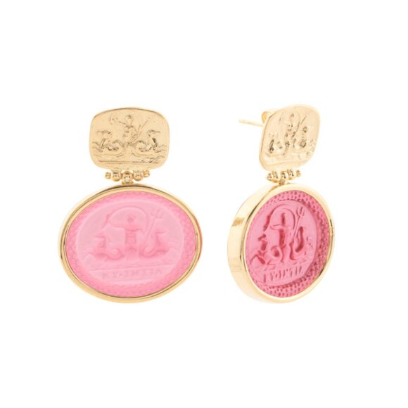 TAGLIAMONTE  Italy 18kt Gold Plated Sterling Silver Neptune Earrings - Picture 1 of 2